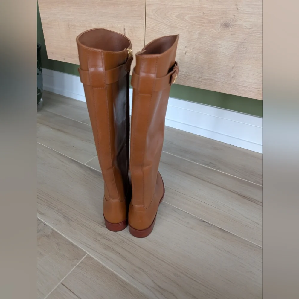 TORY BURCH Everly Strap Riding Boots Sierra